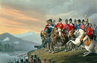 The Duke of Wellington and his Staff Crossing the Bidassoa and Entering France, 1813, engraved by Matthew Dubourg by Hyacinthe Francois Rigaud